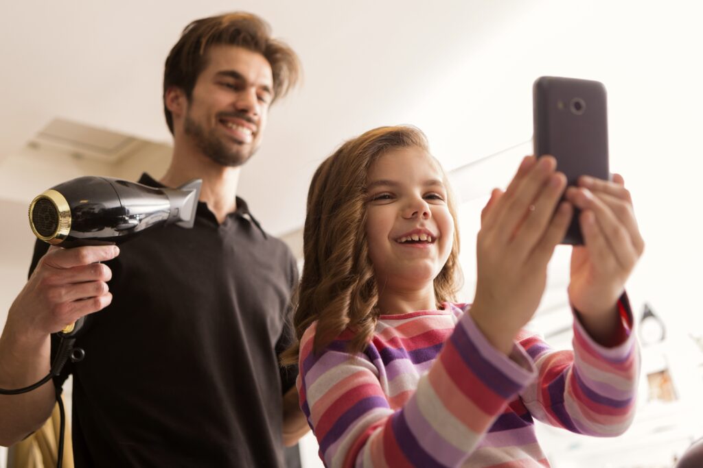 salon selfie with girl and cosmetologist