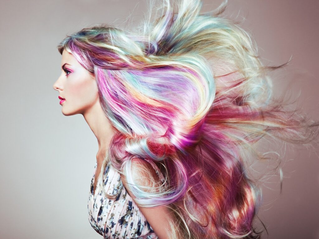 girl with a colorful hairstyle